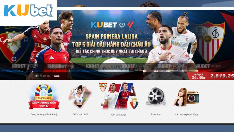 Giao diện web chơi cổng game Kubet